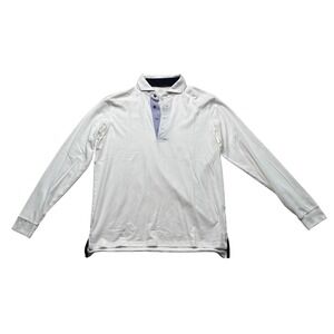 Greyson Mens Long Sleeve Polo Shirt White Wolf Logo Golf Pullover Size M #981